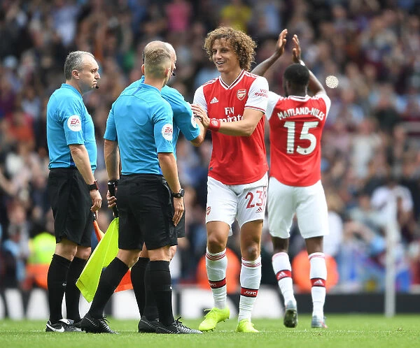 Arsenal's David Luiz Shakes Hands with Officials After Arsenal v Burnley Match
