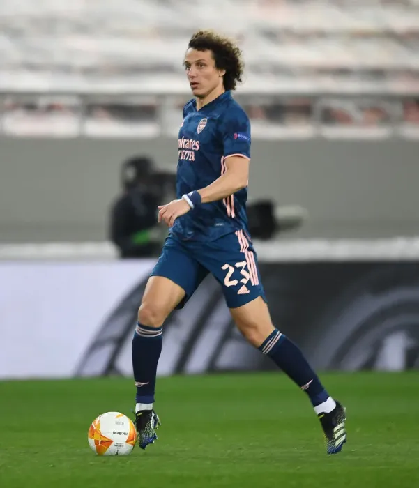 Framed Print : Arsenal's David Luiz in UEFA Europa League Match against Olympiacos in Empty Karaiskakis Stadium