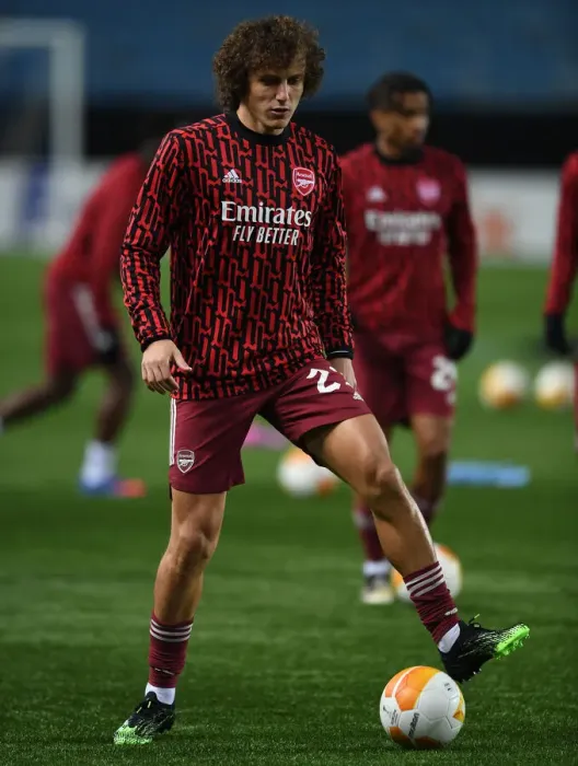 Framed Print : Arsenal's David Luiz Warming Up Ahead of Molde Clash in Europa League Framed Print : Arsenal's David Luiz Warming Up Ahead of Molde Clash in Europa League