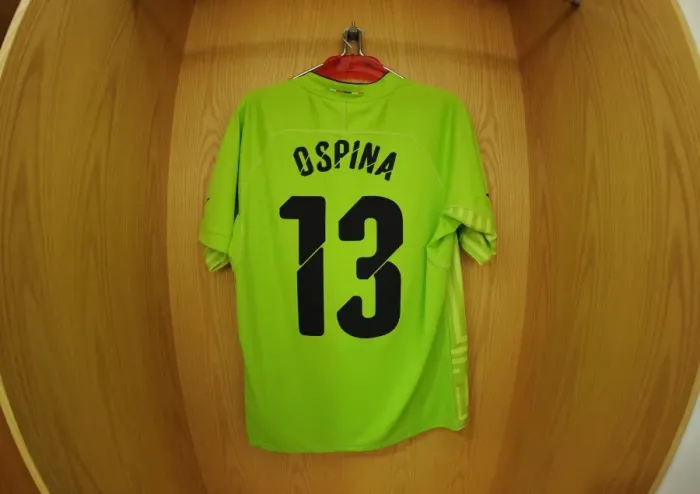 Framed Print : Arsenal's David Ospina in the Changing Room Before Arsenal v Hull City - FA Cup Third Round, 2015