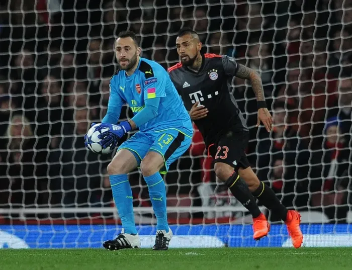 Framed Print : Arsenal's David Ospina Faces Off Against FC Bayern Munich in UEFA Champions League 2016-17