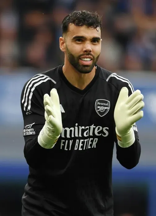 Framed Print : Arsenal's David Raya Reacts During Everton vs Arsenal Premier League Clash (2023-24) Framed Print : Arsenal's David Raya Reacts During Everton vs Arsenal Premier League Clash (2023-24)