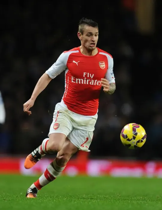 Framed Print : Arsenal's Debuchy in Action Against Queens Park Rangers (2014-15)