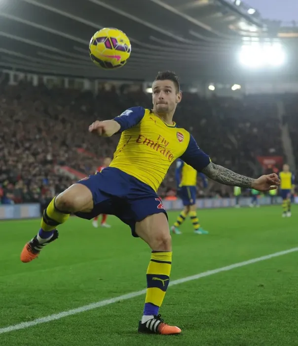 Framed Print : Arsenal's Debuchy in Action: Southampton vs Arsenal (Premier League 2014-15)