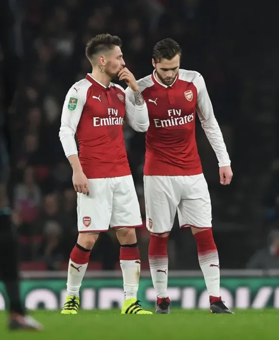 Framed Print : Arsenal's Debuchy Guides Chambers During Carabao Cup Clash vs. West Ham