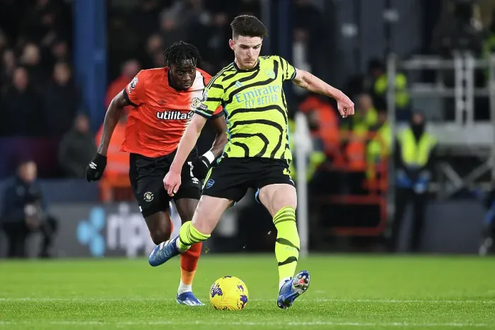 Framed Print : Arsenal's Declan Rice in Action against Luton Town in the Premier League (2023-24) Framed Print : Arsenal's Declan Rice in Action against Luton Town in the Premier League (2023-24)