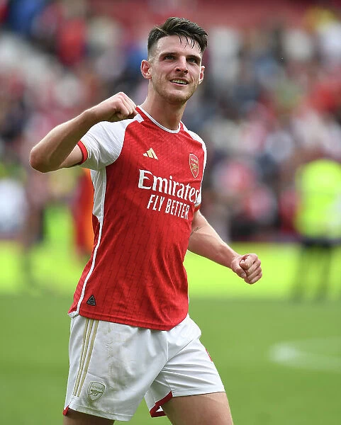 Arsenal's Declan Rice Celebrates after Win against Nottingham Forest (2023-24)