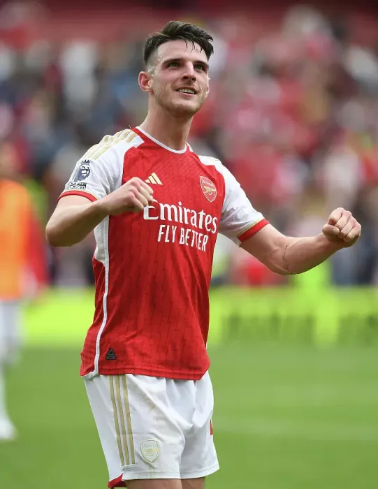 Framed Print : Arsenal's Declan Rice: Celebrating Premier League Victory Over Nottingham Forest (2023-24) Framed Print : Arsenal's Declan Rice: Celebrating Premier League Victory Over Nottingham Forest (2023-24)