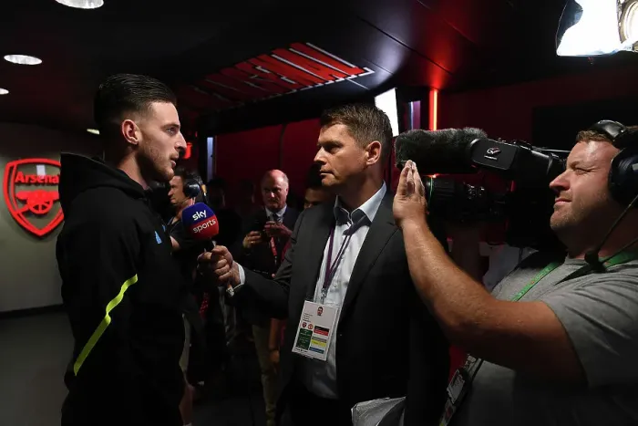 Framed Print : Arsenal's Declan Rice Pre-Match Press Conference: Arsenal FC vs Manchester United (2023-24)