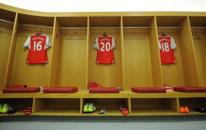 Framed Print : Arsenal's Defenders: Holding, Mustafi, Monreal - Pre-Match Huddle (Arsenal v Sunderland, 2016-17)