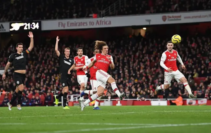 Framed Print : Arsenal's Disallowed Goal: David Luiz vs. Brighton & Hove Albion (Premier League, 2019)
