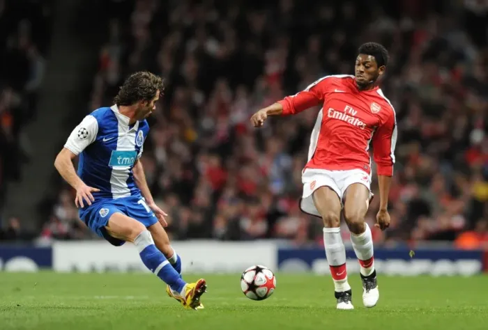 Framed Print : Arsenal's Dominance: Abou Diaby Celebrates Against Nuno Coelho and FC Porto in the 2010 UEFA Champions League