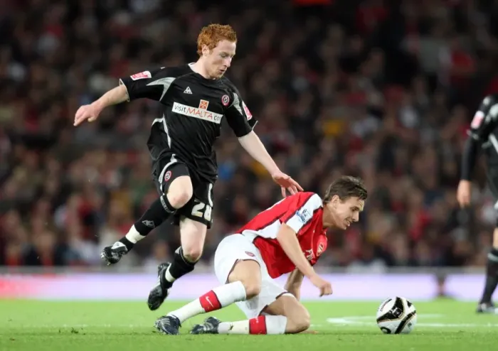 Framed Print : Arsenal's Dominance: Mark Randall and Stephen Quinn in Arsenal's 6-0 Carling Cup Victory over Sheffield United Framed Print : Arsenal's Dominance: Mark Randall and Stephen Quinn in Arsenal's 6-0 Carling Cup Victory over Sheffield United