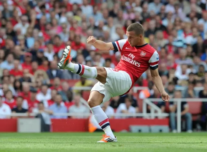 Framed Print : Arsenal's Dominant 6-1 Victory: Podolski's Free Kick Stunner (Premier League 2012-13)