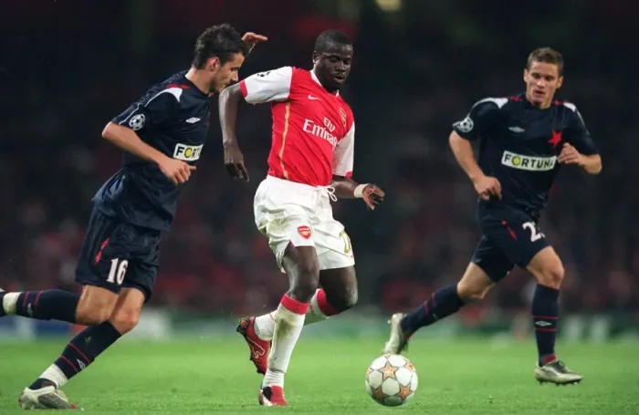 Framed Print : Arsenal's Dominant 7-0 Win over Slavia Prague: Eboue's Double Strike Framed Print : Arsenal's Dominant 7-0 Win over Slavia Prague: Eboue's Double Strike