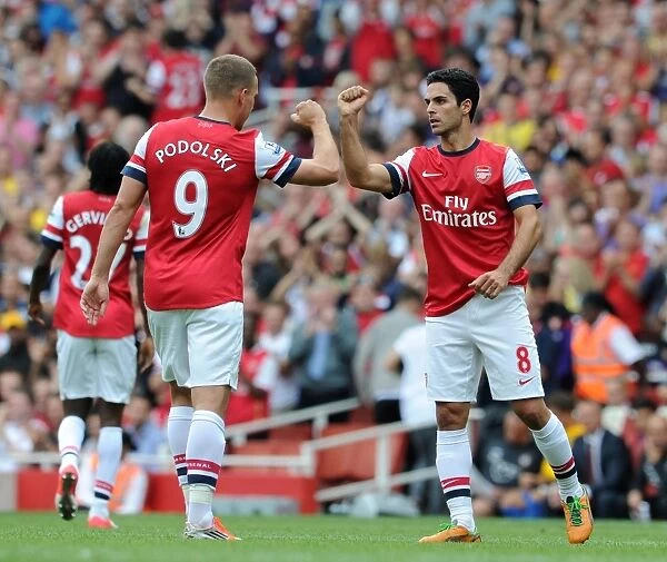 Arsenal's Dominant Performance: Lukas Podolski and Mikel Arteta Star in 6-1 Victory over Southampton (Premier League, 2012-13)