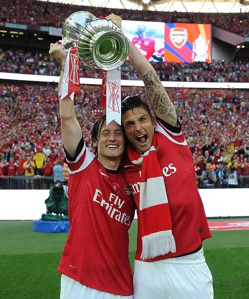 Arsenal's Double Celebration: Rosicky and Giroud's Jubilant FA Cup Victory Moment