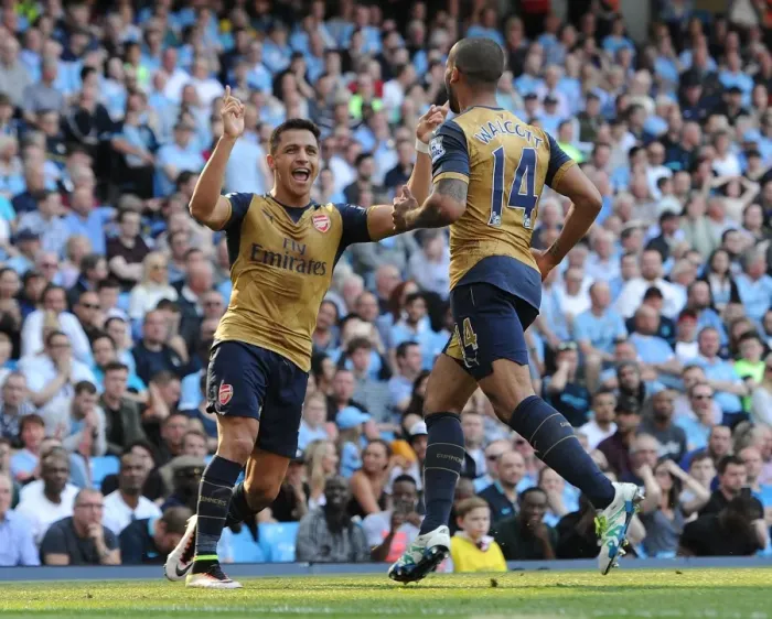Framed Print : Arsenal's Double Celebration: Sanchez and Walcott Rejoice Over Goals Against Manchester City (May 2016) Framed Print : Arsenal's Double Celebration: Sanchez and Walcott Rejoice Over Goals Against Manchester City (May 2016)