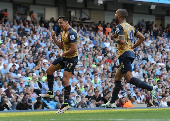 Framed Print : Arsenal's Double Delight: Sanchez and Walcott Celebrate Goals vs. Manchester City (May 2016) Framed Print : Arsenal's Double Delight: Sanchez and Walcott Celebrate Goals vs. Manchester City (May 2016)