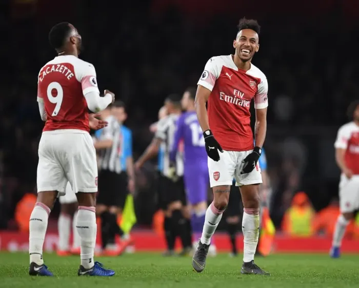Framed Print : Arsenal's Double Trouble: Lacazette and Aubameyang Celebrate Victory over Newcastle United Framed Print : Arsenal's Double Trouble: Lacazette and Aubameyang Celebrate Victory over Newcastle United