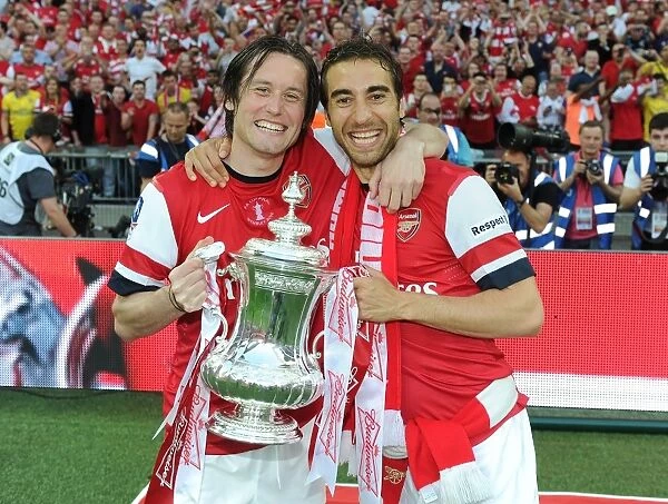 Arsenal's Double Victory: Rosicky and Flamini's Jubilant FA Cup Celebration