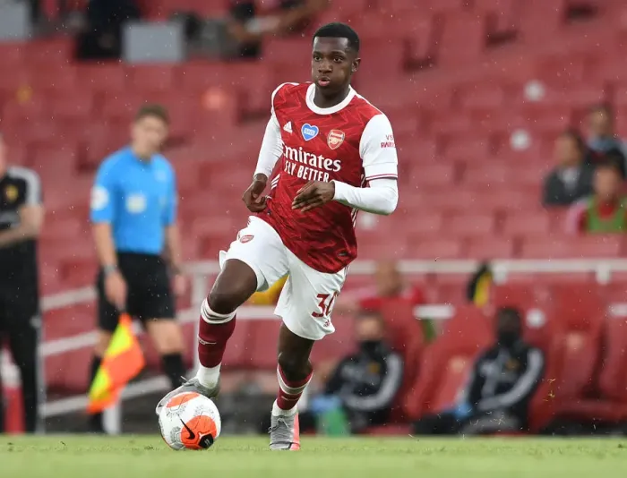 Framed Print : Arsenal's Eddie Nketiah in Action: Arsenal vs. Watford (2019-20 Premier League)
