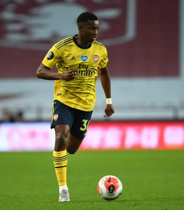 Framed Print : Arsenal's Eddie Nketiah in Action Against Aston Villa - Premier League 2019-2020