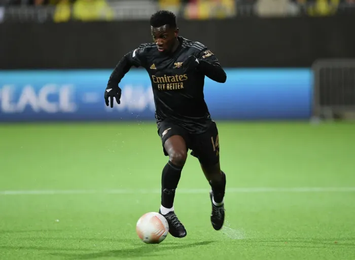 Framed Print : Arsenal's Eddie Nketiah in Action against Bodø / Glimt in UEFA Europa League Group A Framed Print : Arsenal's Eddie Nketiah in Action against Bodø / Glimt in UEFA Europa League Group A