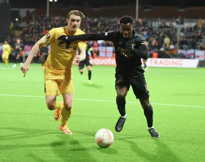 Framed Print : Arsenal's Eddie Nketiah in Action: Bodø / Glimt vs. Arsenal, UEFA Europa League 2022-23 Framed Print : Arsenal's Eddie Nketiah in Action: Bodø / Glimt vs. Arsenal, UEFA Europa League 2022-23