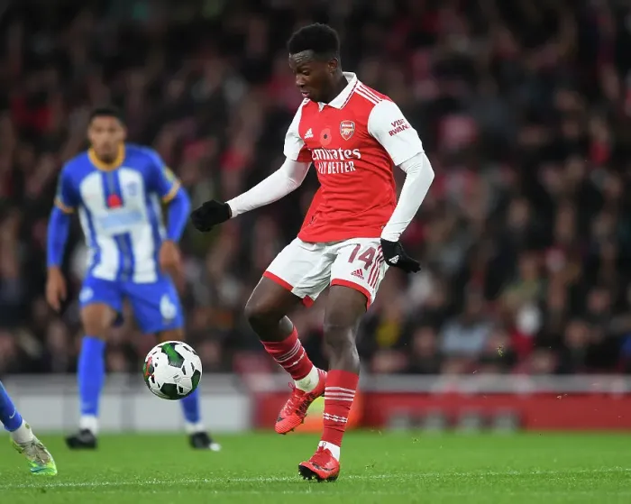 Framed Print : Arsenal's Eddie Nketiah in Action against Brighton & Hove Albion in Carabao Cup Third Round Framed Print : Arsenal's Eddie Nketiah in Action against Brighton & Hove Albion in Carabao Cup Third Round