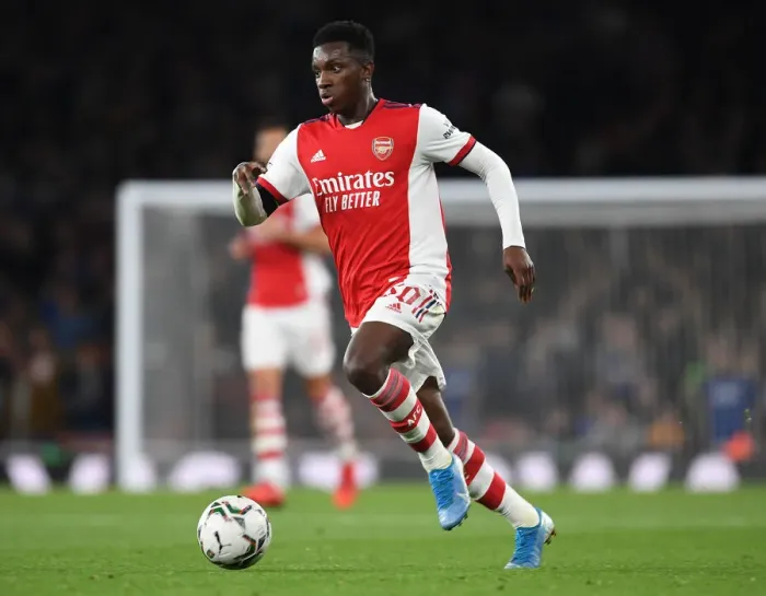 Framed Print : Arsenal's Eddie Nketiah in Action during Carabao Cup Match vs AFC Wimbledon Framed Print : Arsenal's Eddie Nketiah in Action during Carabao Cup Match vs AFC Wimbledon