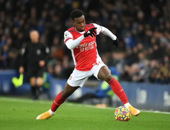 Framed Print : Arsenal's Eddie Nketiah in Action: Premier League 2020-21 - Arsenal vs Everton