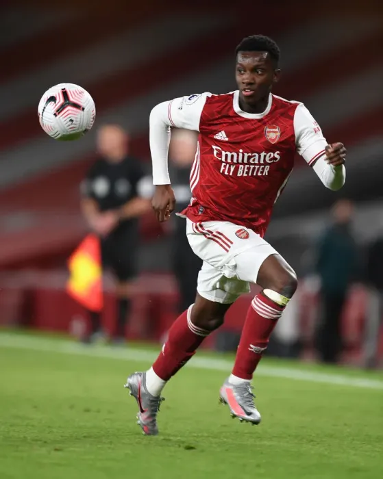 Framed Print : Arsenal's Eddie Nketiah in Action Against West Ham United - Premier League 2020-21