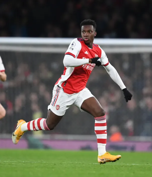 Framed Print : Arsenal's Eddie Nketiah in Action Against West Ham United - Premier League 2021-22