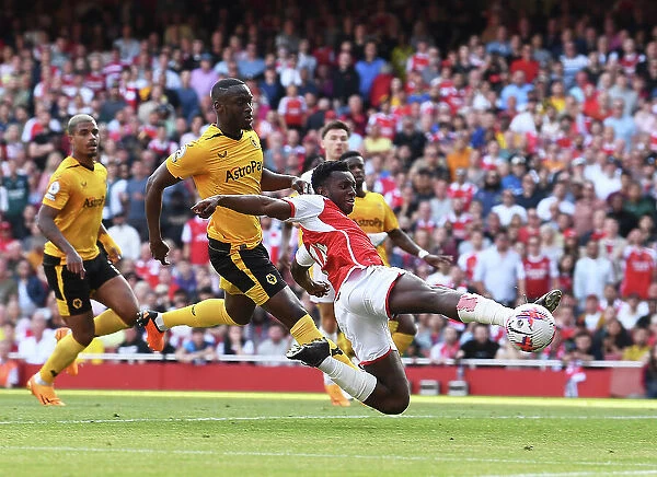 Arsenal's Eddie Nketiah in Action against Wolverhampton Wanderers in 2022-23 Premier League Clash