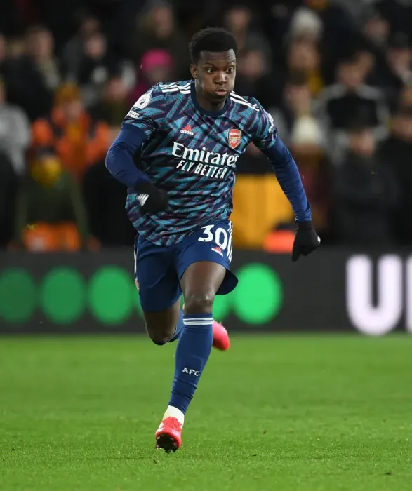 Framed Print : Arsenal's Eddie Nketiah in Action against Wolverhampton Wanderers in Premier League Clash Framed Print : Arsenal's Eddie Nketiah in Action against Wolverhampton Wanderers in Premier League Clash