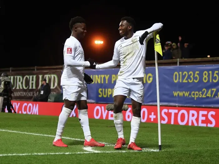 Framed Print : Arsenal's Eddie Nketiah and Bukayo Saka Celebrate Goals in FA Cup Victory over Oxford United Framed Print : Arsenal's Eddie Nketiah and Bukayo Saka Celebrate Goals in FA Cup Victory over Oxford United