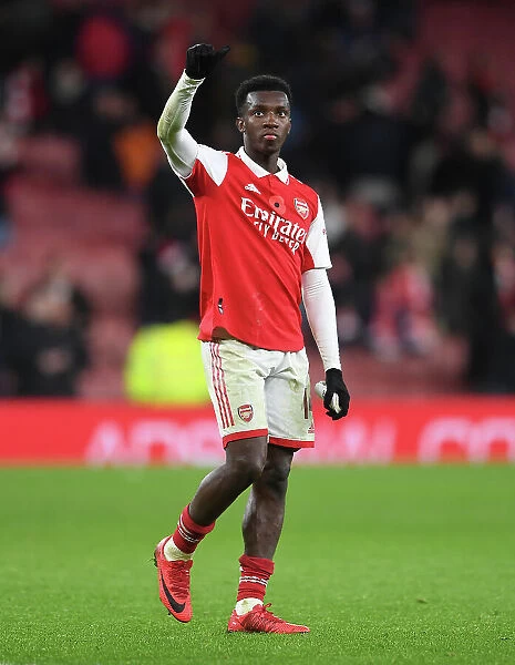 Arsenal's Eddie Nketiah Celebrates After Carabao Cup Victory Over Brighton & Hove Albion