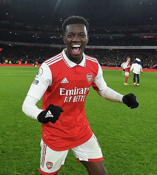 Arsenal's Eddie Nketiah Celebrates Goal Against Manchester United in Premier League Showdown (2022-23)