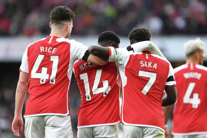 Framed Print : Arsenal's Eddie Nketiah Celebrates Third Goal Against Sheffield United (2023-24) Framed Print : Arsenal's Eddie Nketiah Celebrates Third Goal Against Sheffield United (2023-24)