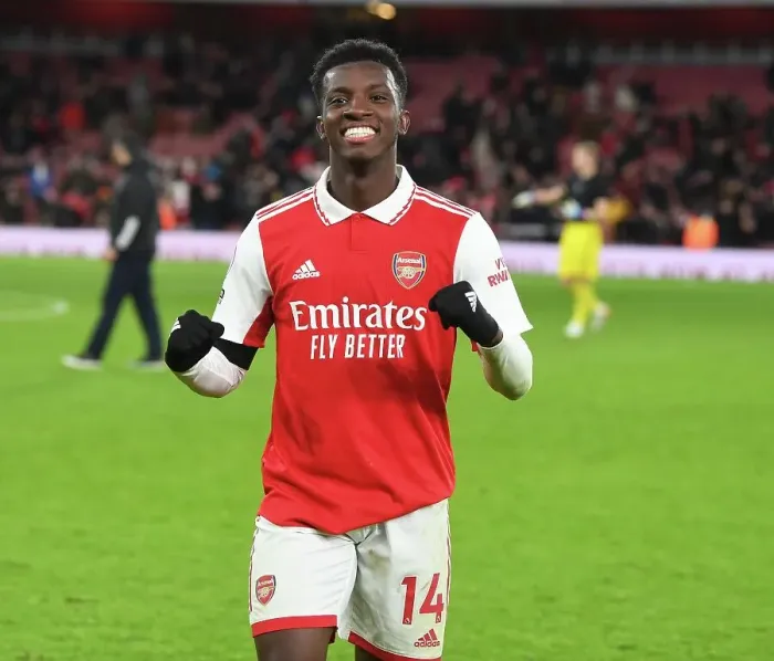 Framed Print : Arsenal's Eddie Nketiah Celebrates Goal Against West Ham in 2022-23 Premier League