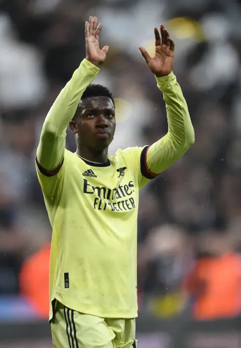 Framed Print : Arsenal's Eddie Nketiah Celebrates at St. James Park: Newcastle United vs Arsenal, Premier League 2021-22
