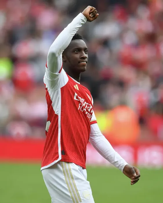 Framed Print : Arsenal's Eddie Nketiah Celebrates after Win against Nottingham Forest (2023-24)