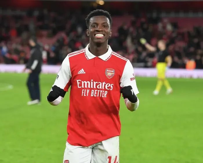 Framed Print : Arsenal's Eddie Nketiah: Celebrating Victory Over West Ham United in the 2022-23 Premier League Framed Print : Arsenal's Eddie Nketiah: Celebrating Victory Over West Ham United in the 2022-23 Premier League