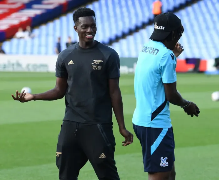Framed Print : Arsenal's Eddie Nketiah and Crystal Palace's Eberechi Eze Exchange Words Before 2022-23 Premier League Clash Framed Print : Arsenal's Eddie Nketiah and Crystal Palace's Eberechi Eze Exchange Words Before 2022-23 Premier League Clash