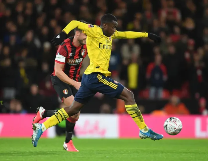 Framed Print : Arsenal's Eddie Nketiah in FA Cup Action: Arsenal vs. AFC Bournemouth Framed Print : Arsenal's Eddie Nketiah in FA Cup Action: Arsenal vs. AFC Bournemouth