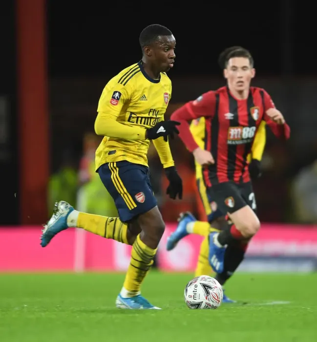 Framed Print : Arsenal's Eddie Nketiah in FA Cup Action: Arsenal vs AFC Bournemouth Framed Print : Arsenal's Eddie Nketiah in FA Cup Action: Arsenal vs AFC Bournemouth