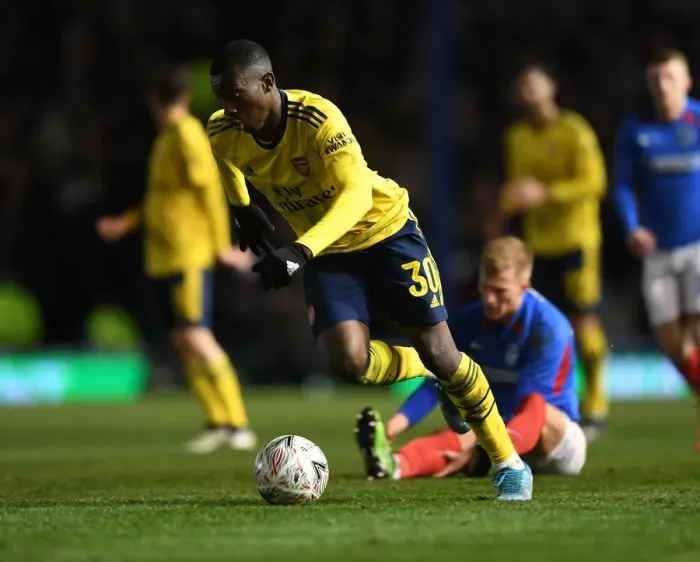 Framed Print : Arsenal's Eddie Nketiah in FA Cup Action: Portsmouth vs Arsenal (2020) Framed Print : Arsenal's Eddie Nketiah in FA Cup Action: Portsmouth vs Arsenal (2020)