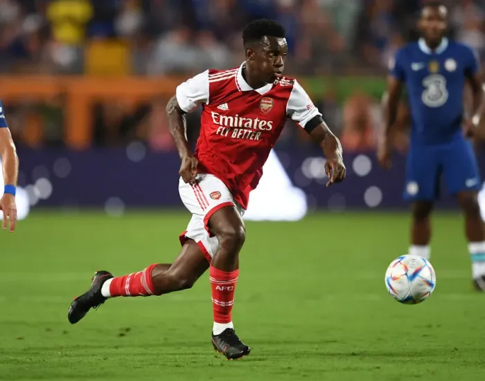 Framed Print : Arsenal's Eddie Nketiah Faces Off Against Chelsea in the Florida Cup 2022-23 Framed Print : Arsenal's Eddie Nketiah Faces Off Against Chelsea in the Florida Cup 2022-23