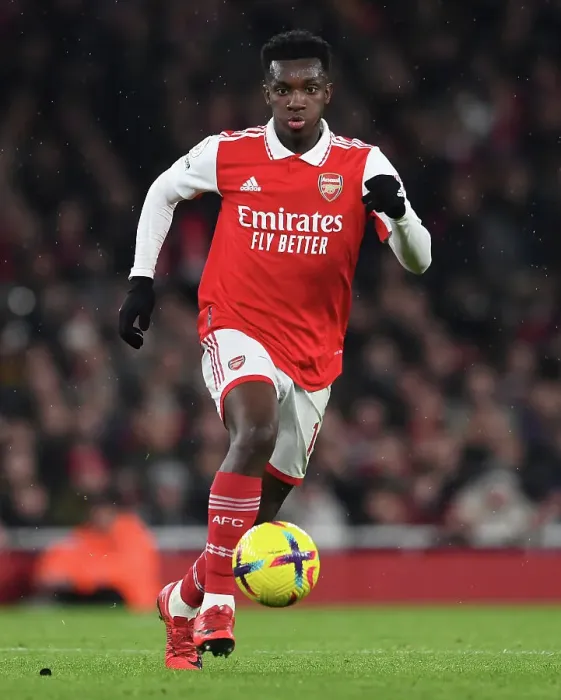 Framed Print : Arsenal's Eddie Nketiah Faces Off Against Manchester City in Intense Premier League Showdown